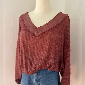 We The Free V-Neck Sweater Top - Cropped Free People